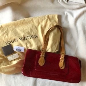 Auth LOUIS VUITTON Red Vernis Shoulder Bag